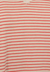 Freequent Mian Stripe V-Neck T-Shirt, Moonbeam Hot Coral