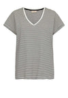 Freequent Mian Stripe V-Neck T-Shirt, Off White & Black