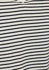 Freequent Mian Stripe V-Neck T-Shirt, Off White & Black