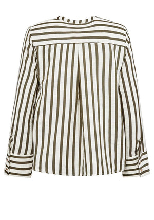 Freequent Noto Striped Blouse, Green and Cream