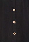 Freequent Lava Button Back Linen Dress, Black