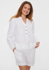 Freequent Lava V Neck Linen Shirt, Bright White