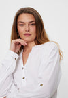 Freequent Lava V Neck Linen Shirt, Bright White