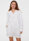 Freequent Lava V Neck Linen Shirt, Bright White