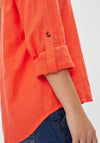 Freequent Lava V Neck Linen Shirt, Hot Coral