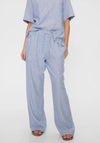 Freequent Lava Striped Linen Trousers, Blue & White
