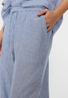 Freequent Lava Striped Linen Trousers, Blue & White