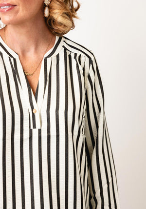 FreeQuent Striped V-Neck Blouse, Cream