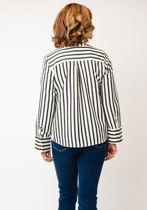 FreeQuent Striped V-Neck Blouse, Cream