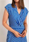 FREEQUENT V-Neck Striped A-Line Midi Dress, Blue