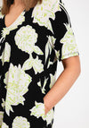Freequent Floi Floral Print V Neck Dress, Black