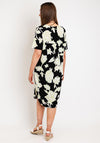 Freequent Floi Floral Print V Neck Dress, Black