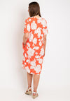 Freequent Floi Floral Print V Neck Dress, Hot Coral