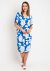 Freequent Floi Floral Print V Neck Dress, Chambray Blue
