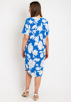 Freequent Floi Floral Print V Neck Dress, Chambray Blue