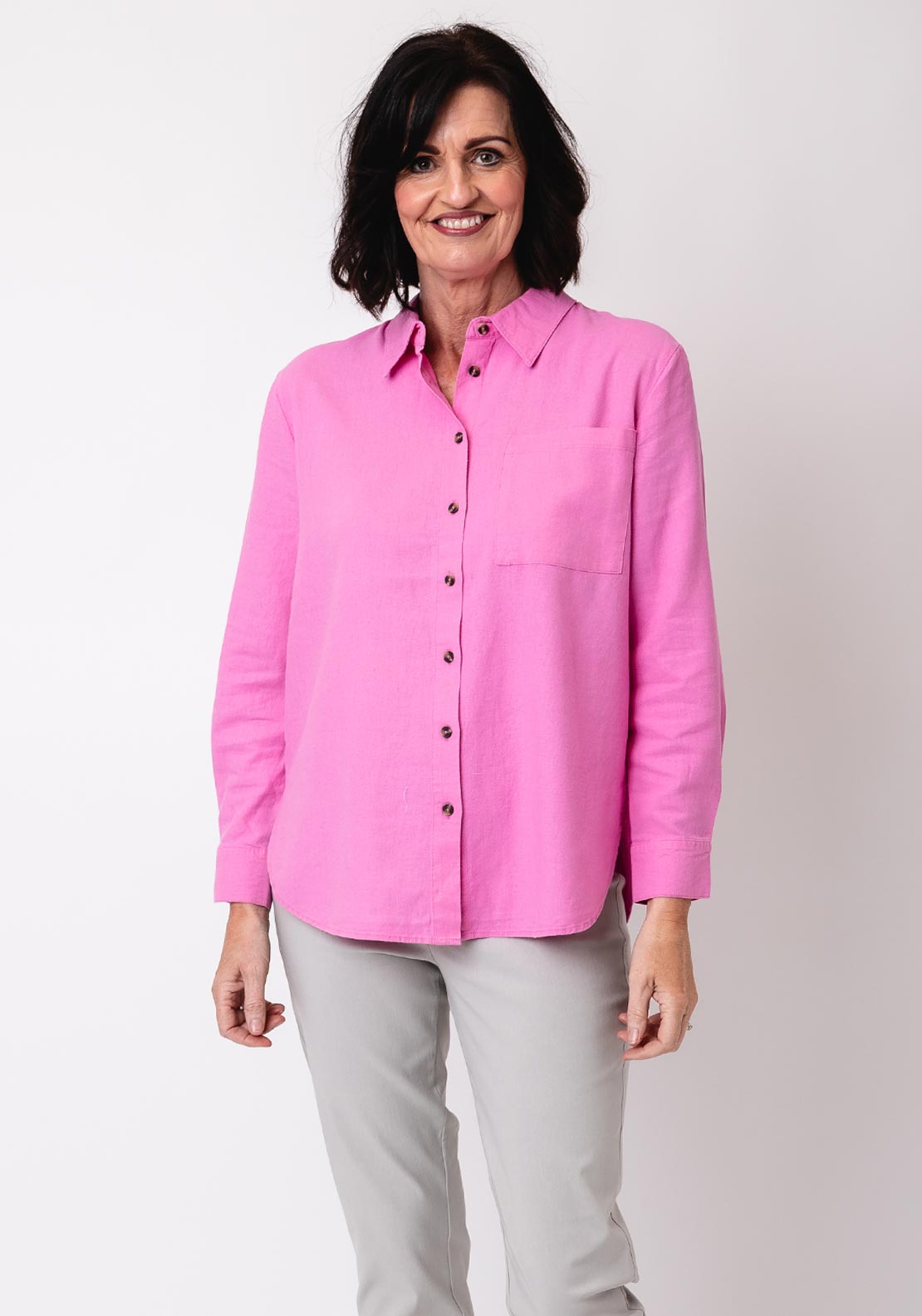Freequent Lava Linen Shirt, Pink