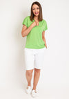 FREEQUENT Lightweight V-Neck Top, Bright Green
