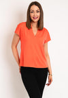 FREEQUENT Lightweight V-Neck Top, Coral