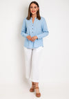 Freequent Lava V Neck Linen Shirt, Chambray Blue