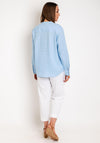 Freequent Lava V Neck Linen Shirt, Chambray Blue