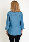 FREEQUENT Three Quarter Sleeve Denim Shirt, Mid Blue