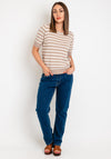 Freequent Dodo Striped Short Sleeve Knit Sweater, Tofu