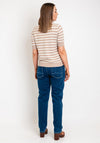 Freequent Dodo Striped Short Sleeve Knit Sweater, Tofu