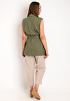 Freequent Lava Linen Waistcoat, Deep Lichen Green