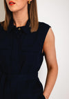 Freequent Lava Linen Waistcoat, Navy Blazer