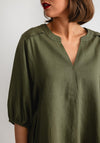 Freequent Lava Volume Sleeve Top, Deep Lichen Green