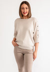 Freequent Studded Short Sleeve Sweater, Cream