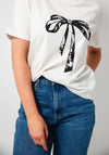 Freequent Fenjal Diamante Bow Graphic T-Shirt, White