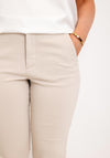 FREEQUENT Slim Leg Ankle Grazer Trousers, Stone
