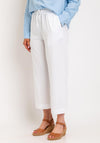 Freequent Lava Linen Cropped Trousers, Brilliant White