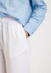 Freequent Lava Linen Cropped Trousers, Brilliant White