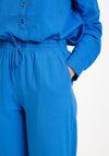 Freequent Lava Linen Cropped Trousers, Nebulas Blue