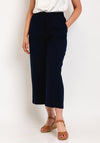 Freequent Lava Linen Cropped Trousers, Navy Blazer
