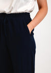 Freequent Lava Linen Cropped Trousers, Navy Blazer