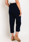 Freequent Lava Linen Cropped Trousers, Navy Blazer