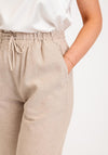 Freequent Lava Linen Cropped Trousers, Sand Melange