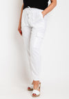Freequent Lava Linen Cargo Trousers, Brilliant White