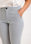 Freequent Rex Striped Skinny Trousers, Navy Blazer & Off White