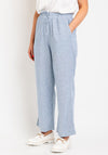 Freequent Lava Striped Linen Trousers, Nebular Blue & Off White