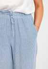 Freequent Lava Striped Linen Trousers, Nebular Blue & Off White