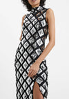 French Connection Axel Embellished Midi Dress, Black & Silver