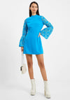 French Connection Garnet Velvet Lace Mini Dress, Blue Jewel