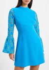 French Connection Garnet Velvet Lace Mini Dress, Blue Jewel