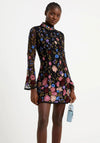 French Connection Astrida Floral Embellished Mini Dress, Black Multi