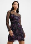 French Connection Emilia Embroidered Mini Dress, Blackout