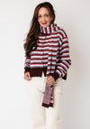 FRNCH Striped Button Up with Scarf Cardigan, Multi-Coloured